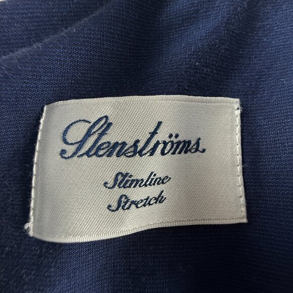 Stenstroms Cotton Slimline Romania 15.75 Blue Mens Shirt Button Up Solid Spread - Picture 11 of 15